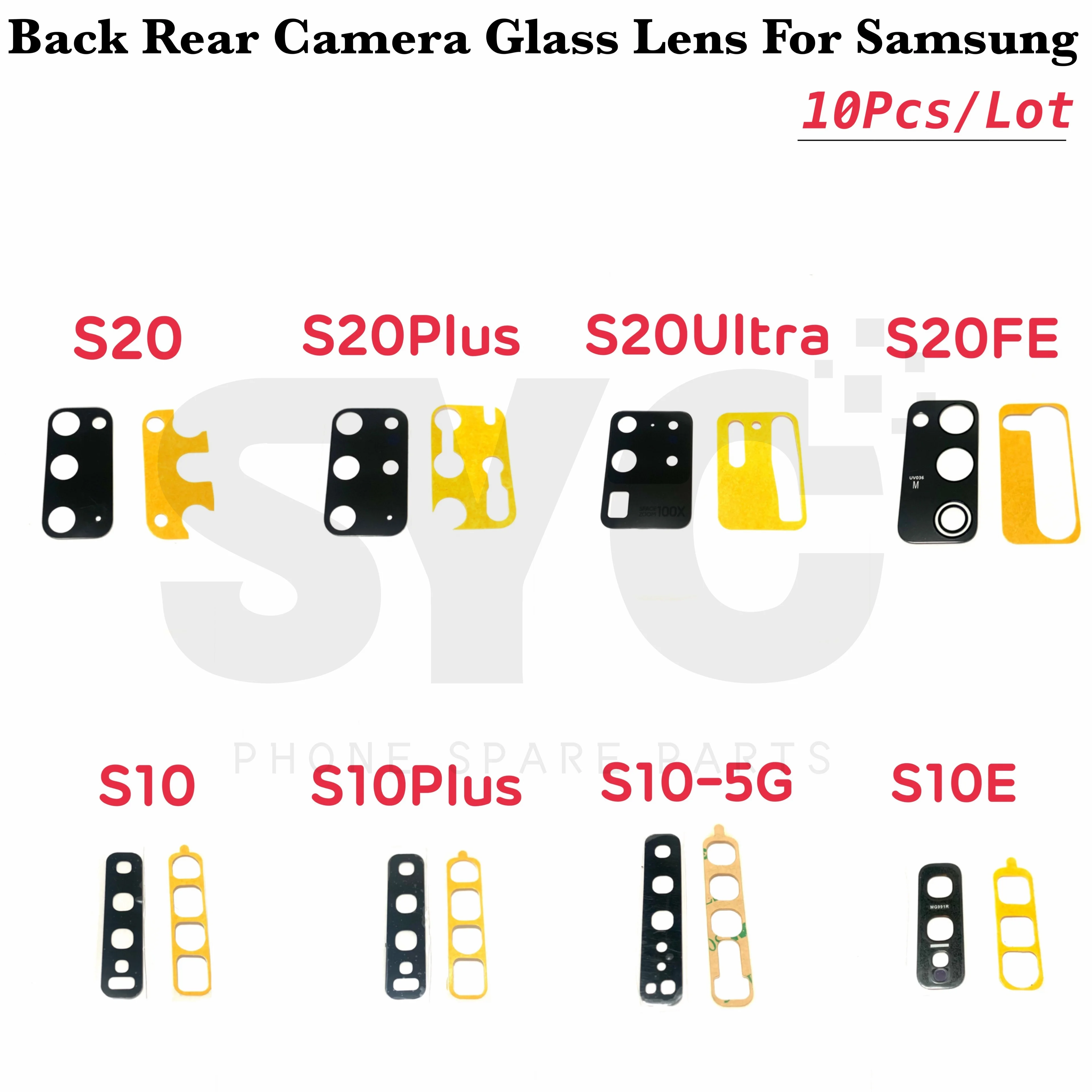10vnt/Daug Geros kokybės Kameros Stiklo Samsung S10 S10e 5G S10 S20 Plus Ultra S20 Fe Galinis galinė vaizdo Kamera stiklinis Lęšis Su Klijais