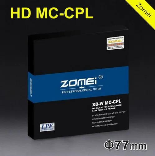 Zomei 77mm HD MC CPL poliarizuotos šviesos reguliatorius Filtras Slim Pro HD 18 Sluoksnis MC Apskrito Poliarizaciniai filtrai Canon Nikon Sony 