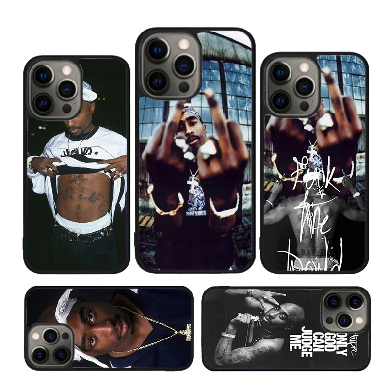 Repo Dainininkas 2Pac Tupac Amaru Shakur Atveju iPhone, 15 SE 2020 XR XS Max 6S 7 8 Plius 12 13 Mini 11 12 13 14 Pro Max Bamperio Dangtelis