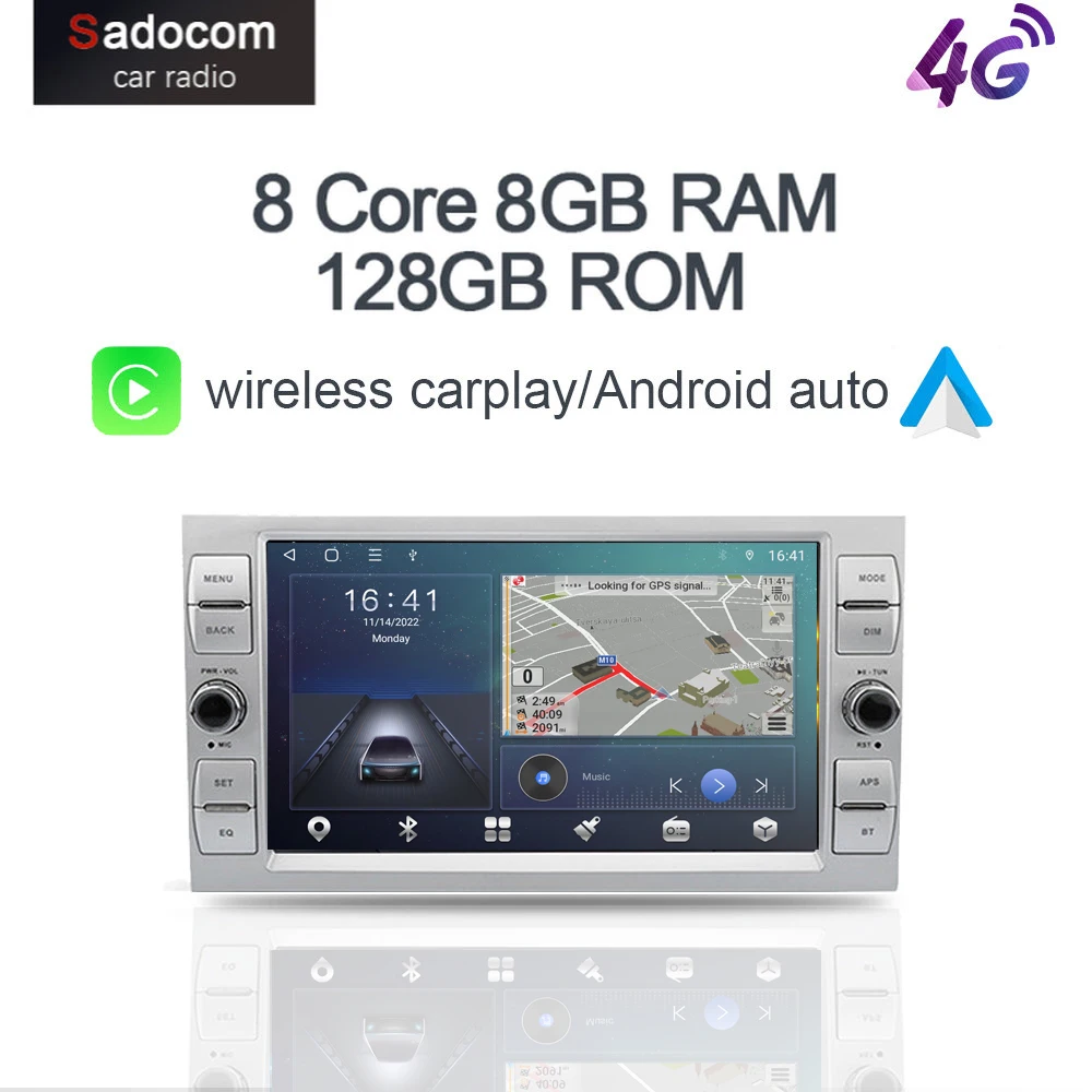 8G+128G Carplay 8inch DSP Android 12.0 Automobilio DVD Grotuvas GPS Wifi, Stereo Ford Focus 2 Fiesta Mondeo 4 C-Max 2005-2007 Radijas