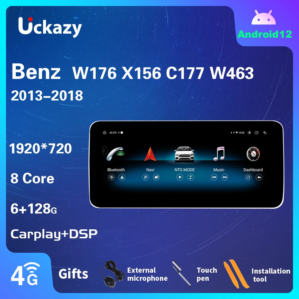 Android 12 Automobilio radijo Grotuvas, Mercedes Benz W176 W463 2013-2018 m. WIFI 4G GPS Navi 