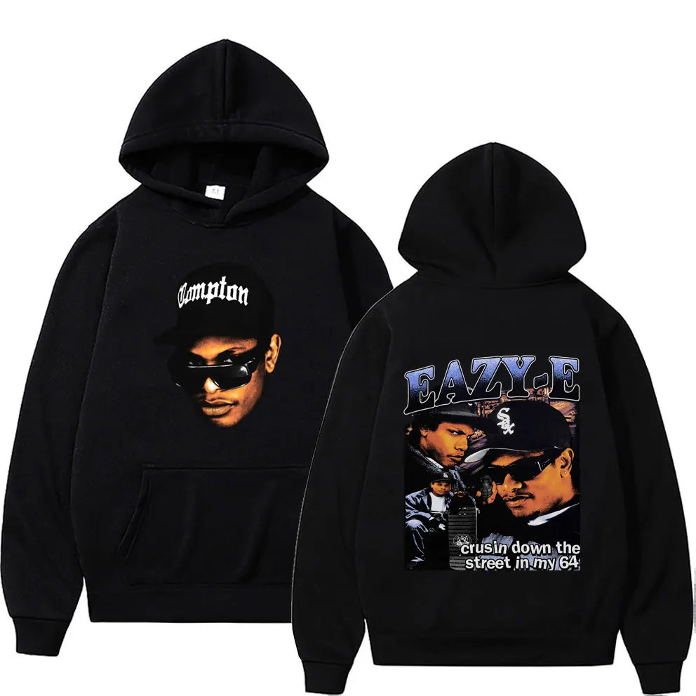90s Reperis Eazy E Grafinis Hoodies Vyrai Moterys Derliaus Harajuku Palaidinukė Atsitiktinis ilgomis Rankovėmis Negabaritinių Hoodie Hip-Hop Streetwear