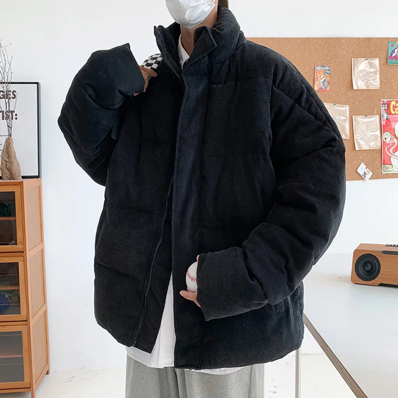 Naujas Harajuku Vyrų Stora Striukė Korėjos Parkas Kailis Mados Atsitiktinis Outwear Mens Žiemą Gatvės Tendencija Vientisos Spalvos Velvetas Parko G38