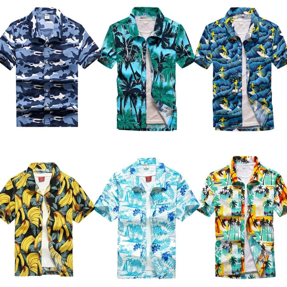 Vasaros Havajų Paplūdimys Stilius: Vyrų Kokoso Medžio Spausdinti Trumpas Rankovės Marškinėliai, Atsitiktinis 
