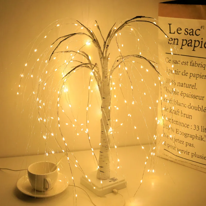 8 Režimai, LED Apšviesta Verkia Gluosniai Medis su Pasakų String Žiburiai Kalėdų Atostogų Šalis Festivalis Vestuvių Miegamojo Puošmena