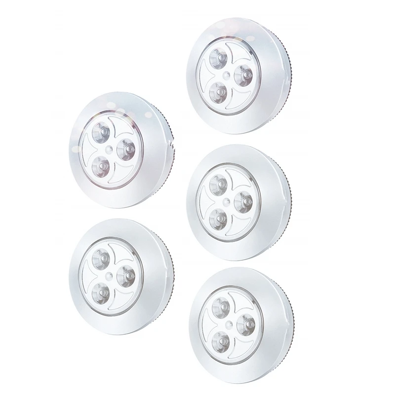 5 Pak LED Baterijos Belaidžio Naktį Bakstelėkite Paspauskite Lempos Klijuoti Ant Stumti Safe dega Prieškambario, Virtuvės, Miegamojo, Vonios kambario Spintos