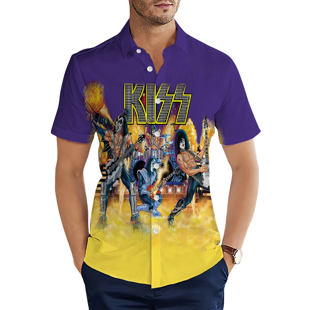 HX Mados vyriški Marškiniai Kiss Juosta 3D Grafikos Trumpas Rankovės Marškinėliai Hip-Hop Atsitiktinis Marškinėliai Vyrams, Drabužiai,, S-5XL