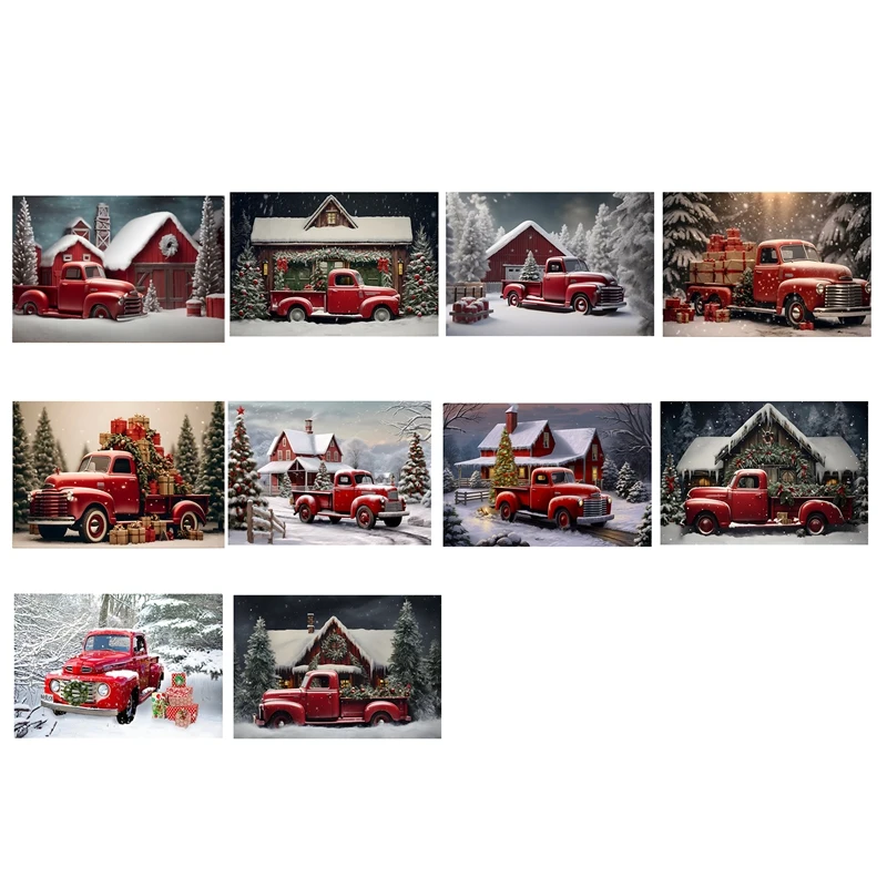 Kalėdų Fono Medžiaga Šalis Naujųjų Metų Derliaus Raudona Sunkvežimių Vaikų Foto Studija Fotografijos Fono Medžiaga