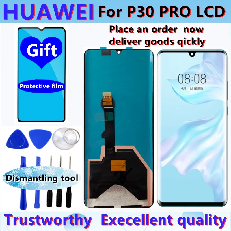 100% Naujas Originalus LCD Huawei 30 Pro LCD Jutiklinis Ekranas skaitmeninis keitiklis Asamblėjos ekranas 