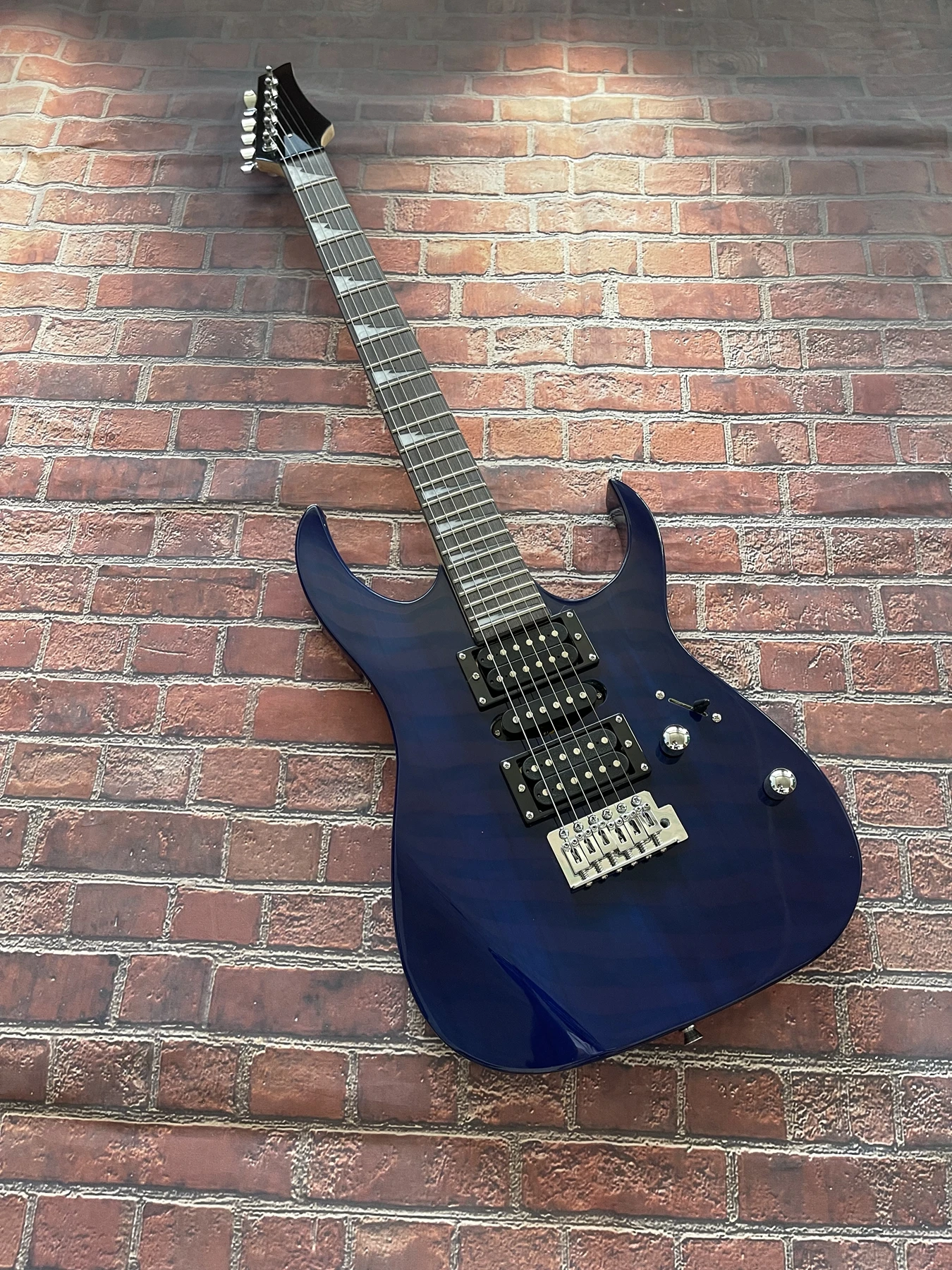 Mėlyna elektrinė gitara, populiarus 2023, rožė, mediena, fingerboard, nemokamas pristatymas, naujos parduotuvės atidarymas, inventorizacija
