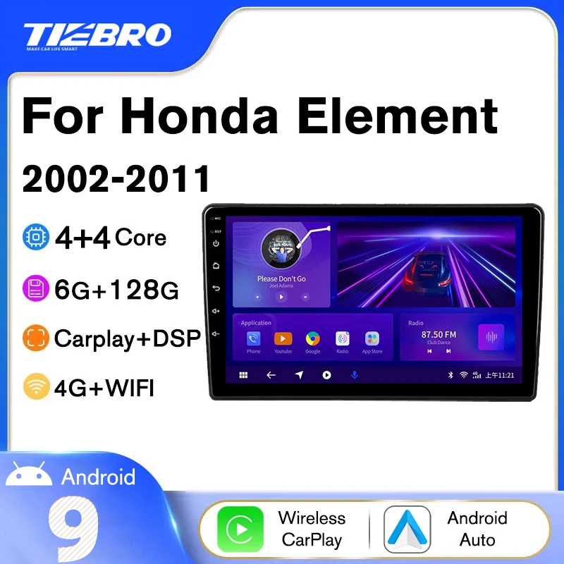 TIEBRO P1 6+128G Automobilio Radijo Multimedia Player Honda Elementas YH 2002-2011 Navigacijos GPS Autoradio Galvos Vienetas Carplay BT DVD NR.