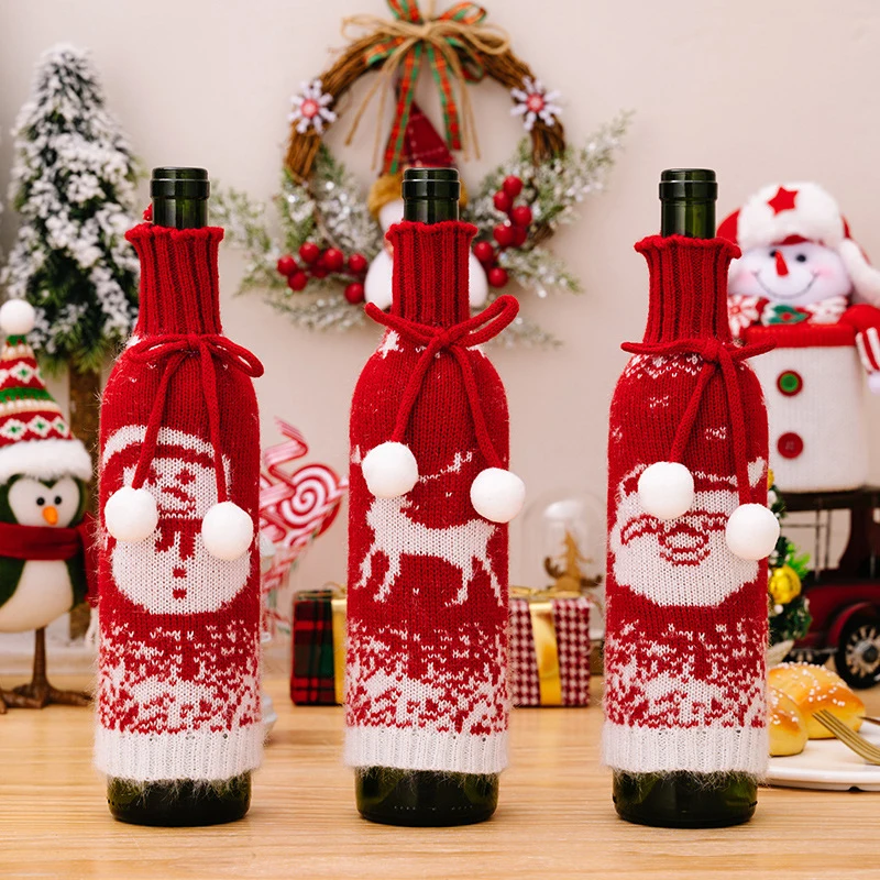 1Pc Megzti Kalėdų Vyno Butelio Dangtelį, Santa Claus Šampano Butelio Dangtelį 2024 Naujųjų Metų Dovana Kalėdinė Dekoracija