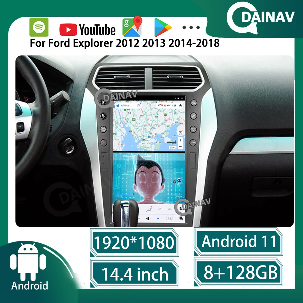 8G 128GB Už Ford Explorer 2011-2019 Android 11 14.5