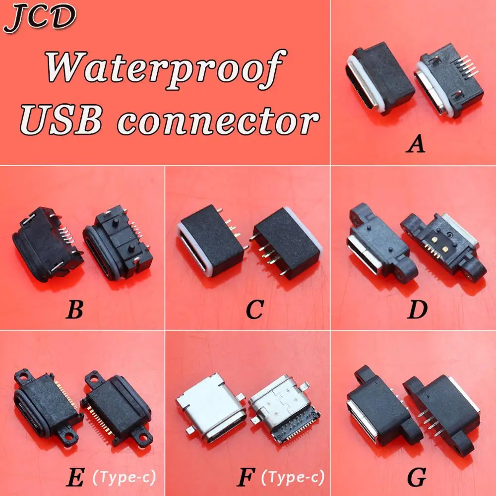 JCD 1PCS Vandeniui Tipo C Įkrovimo Lizdas Port USB 2.0 Lizdas, lizdo Elektros Kištuką Dokas SMT CINKAVIMAS Moterų 